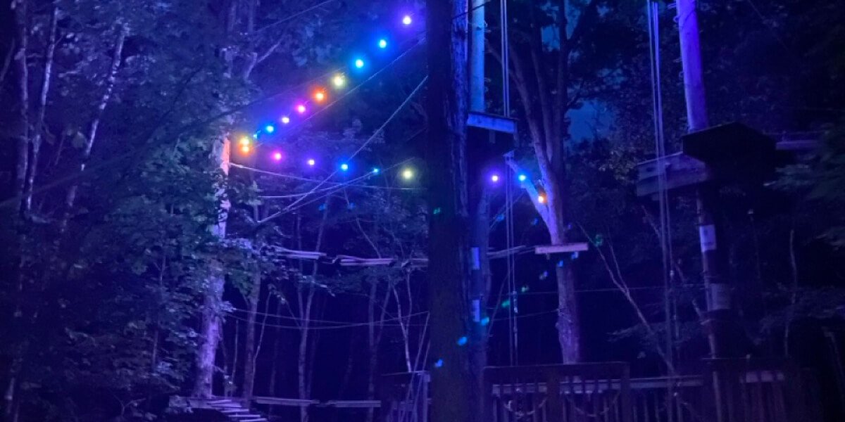 Ropes Course and Zip Lines at Night